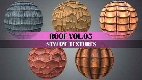 Stylized Roof Tile Vol.05 - Hand Painted Texture Pack