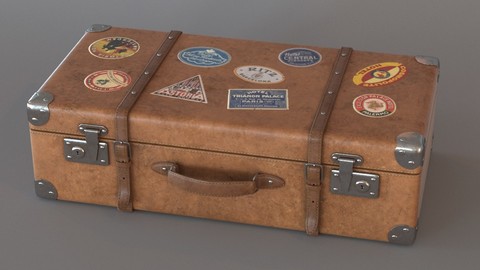 Old suitcase with stickers
