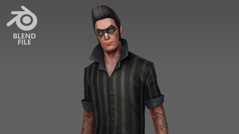 Guy with Mask Tattoo (Legacy Blender File)