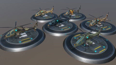 Low poly "Atak" helicopter set