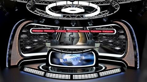 Virtual TV Studio News Set 34