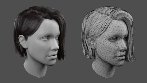 Low poly realistic Realtime Hair