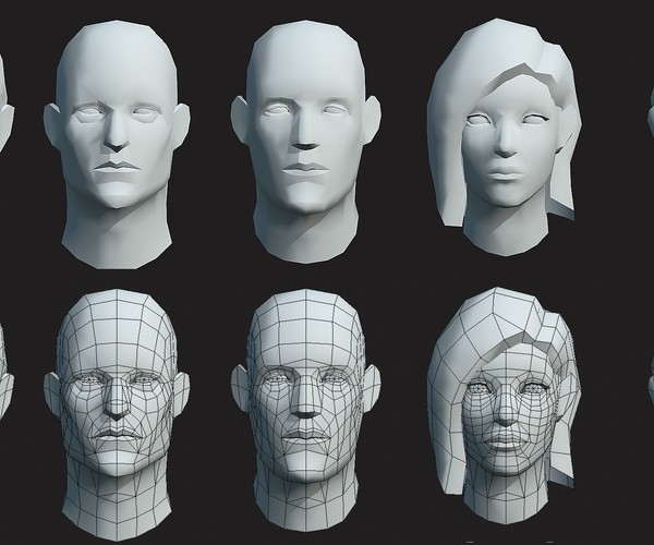 ArtStation - Low poly head base meshes pack | Resources