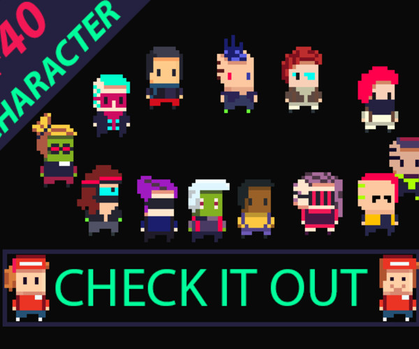 Pixel Art Cyberpunk Characters - thegameassetsmine