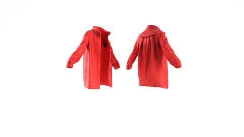 Scanned female red woolen coat