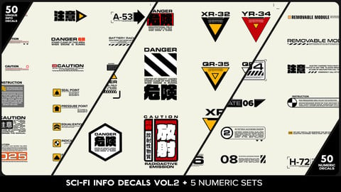 SCI-FI Info Decals VOL.2 + 5 Numeric Sets