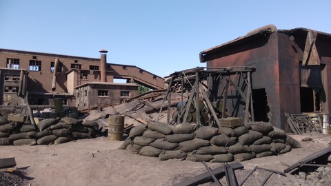Steel factory ruins .China war,