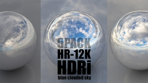 SKYDOME HDR 360° PANORAMA  - blue clouded skies 5PACK