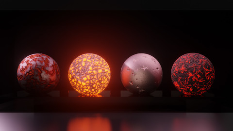 Four procedural materials in a blender