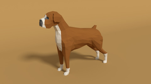 Low Poly Cartoon Boxer Dog
