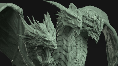 Three Headed Dragon 3D Print Ready - .STL and .OBJ files