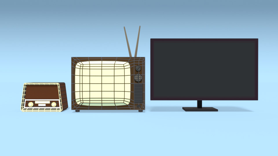 ArtStation - Low Poly Cartoon Modern TV-Retro TV- Retro Radio