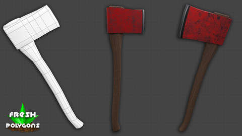Low Poly Realistic Axe