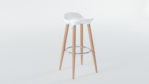 White Wooden Barstool