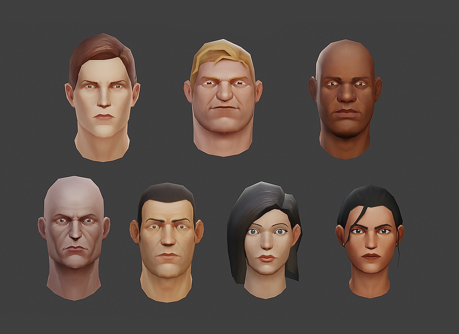 ArtStation - Low Poly Heads+textures 3 | Game Assets