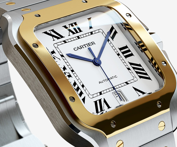 ArtStation High detailed 3D model luxury watch Santos de Cartier