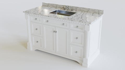 Sydney Bath Vanity, White, 60", Carrara Marble, Single Sink