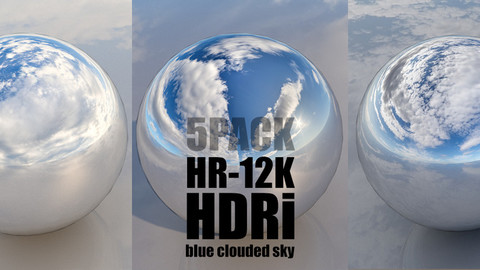 SKYDOME HDR 360° PANORAMA  - blue clouded skies 5PACK