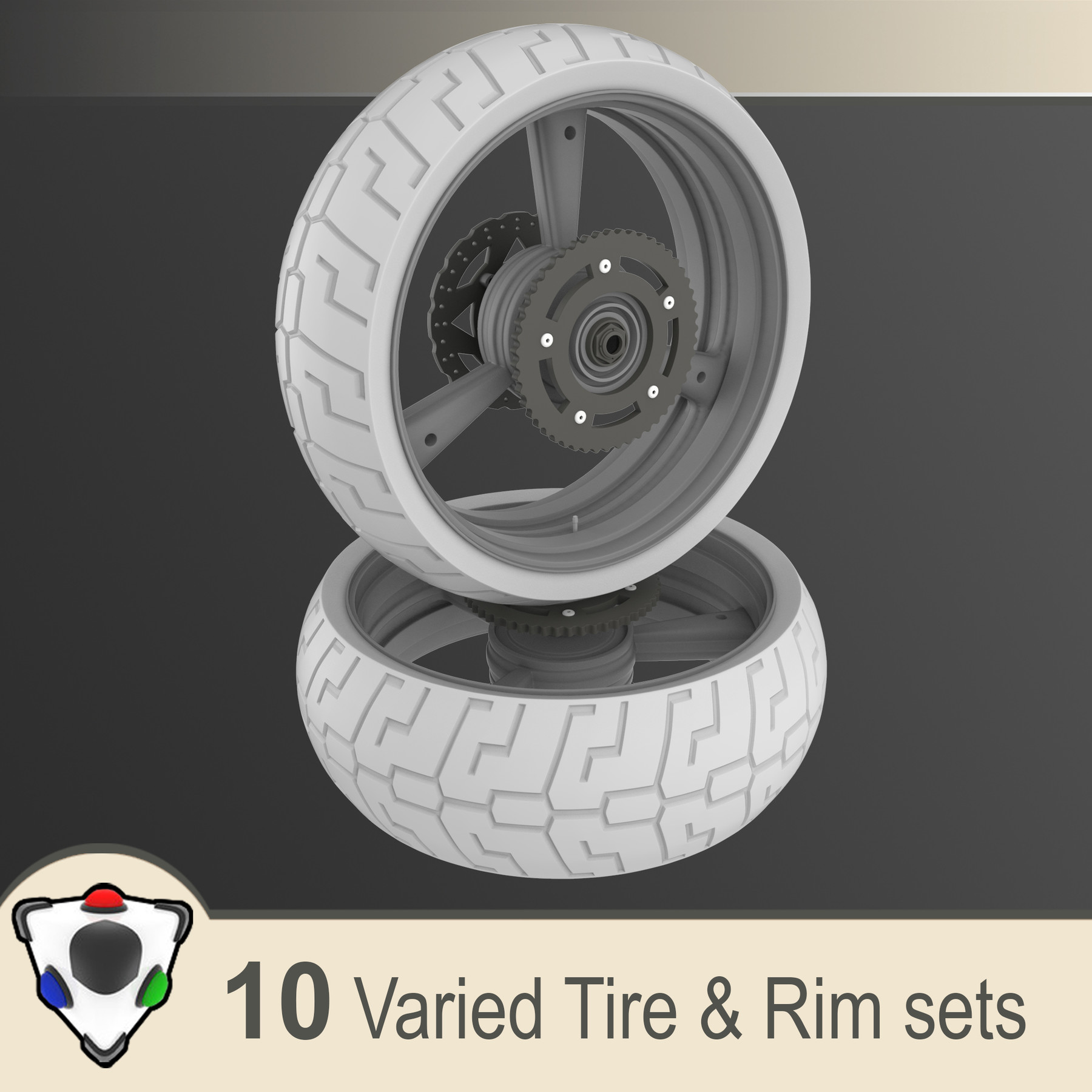 ArtStation Set of 10 high poly rims and tires. Resources