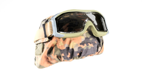 Military helmet with tactical glasses 02