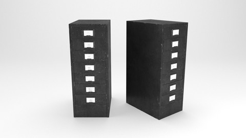 Vintage Metal filing cabinet 3D model.