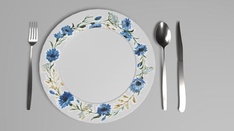 Ceramic Plate and Utensils