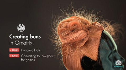 Tutorial. Creating buns in ornatrix. Converting Highpoly hair to low poly for games and realtime render.
