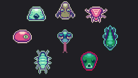 Top-Down View Pixel Creatures