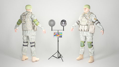 Fully equipped game ready American soldier with props 30