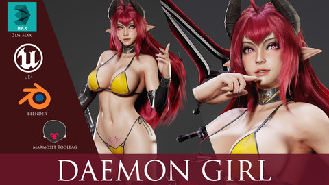 Daemon Girl - Game Ready