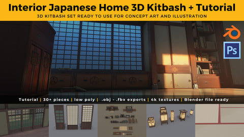 Japanese Interior Home 3D Kit + Tutorial