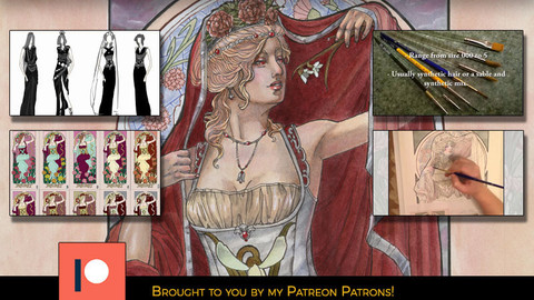 Traditional Media Tutorial - Painting the Art Nouveau Style "Lady of January" in Watercolor and Ink