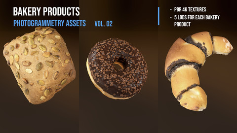 Bakery products pack - photogrammetry 3D assets vol. 02