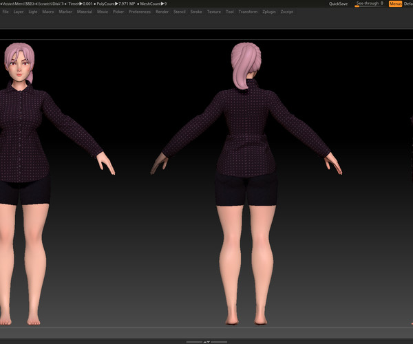 ArtStation - ZBrush Stylized Character Female Base Mesh No18 Style 2 ...