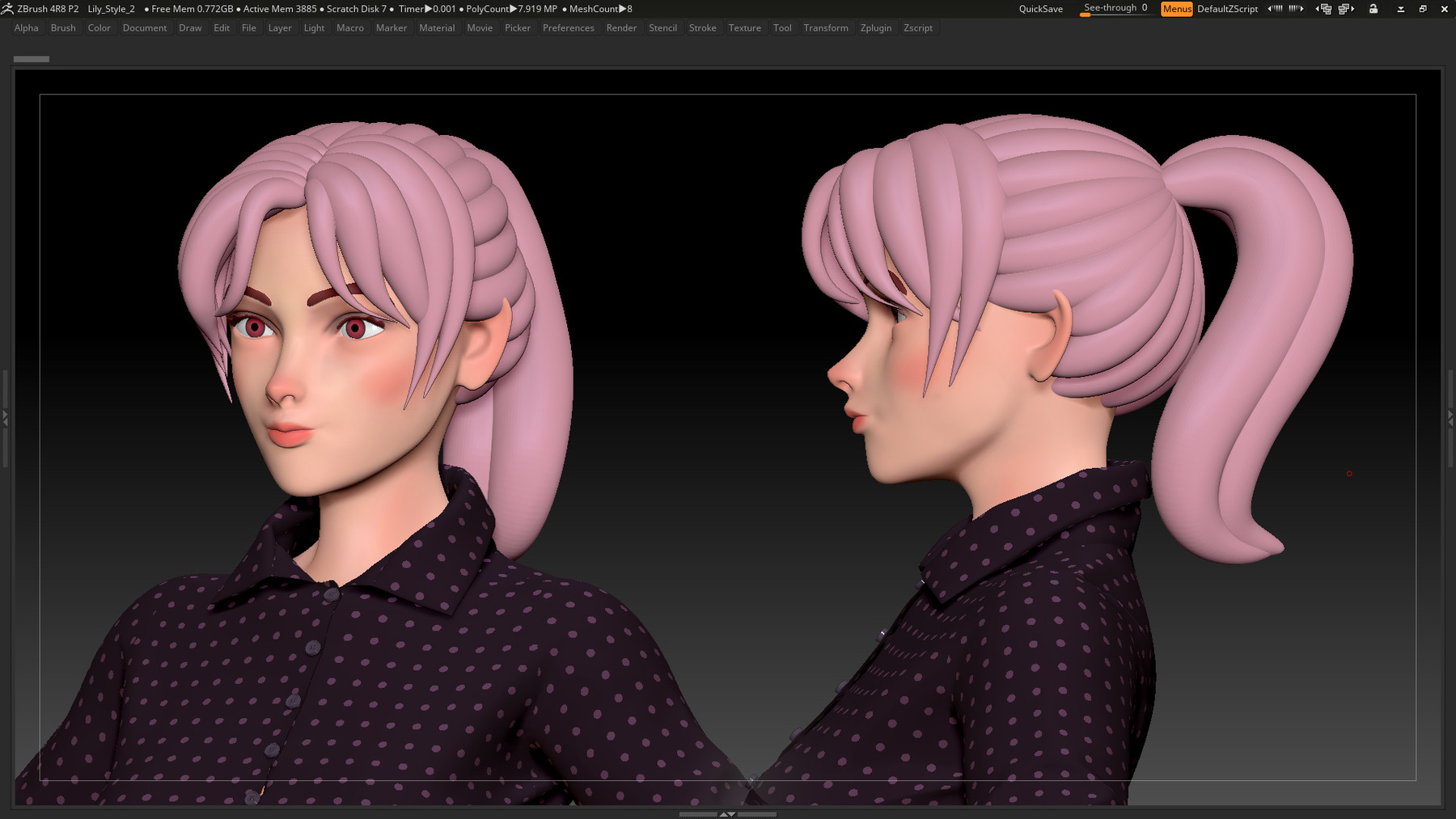 ArtStation - ZBrush Stylized Character Female Base Mesh No18 Style 2 ...