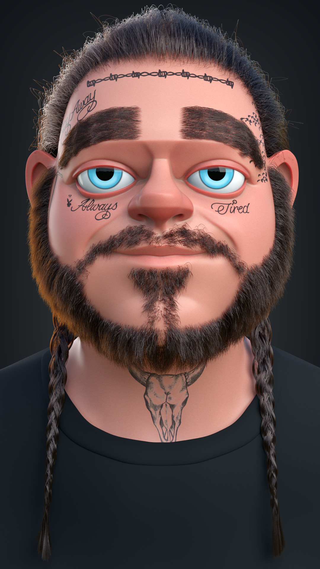 ArtStation - POST MALONE 3D CARTOON HAIR GROOMING