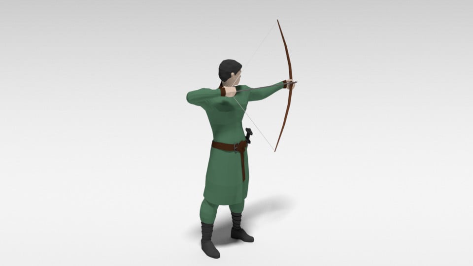 Archer model. Low Poly Archer вид спереди сбоку сзади.