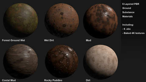 6 Ground Dirt/Mud Customizable Materials