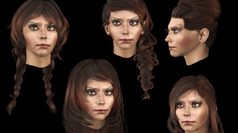 Set female hairstyle 5 species