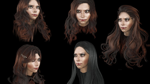 Set female hairstyle 5 types