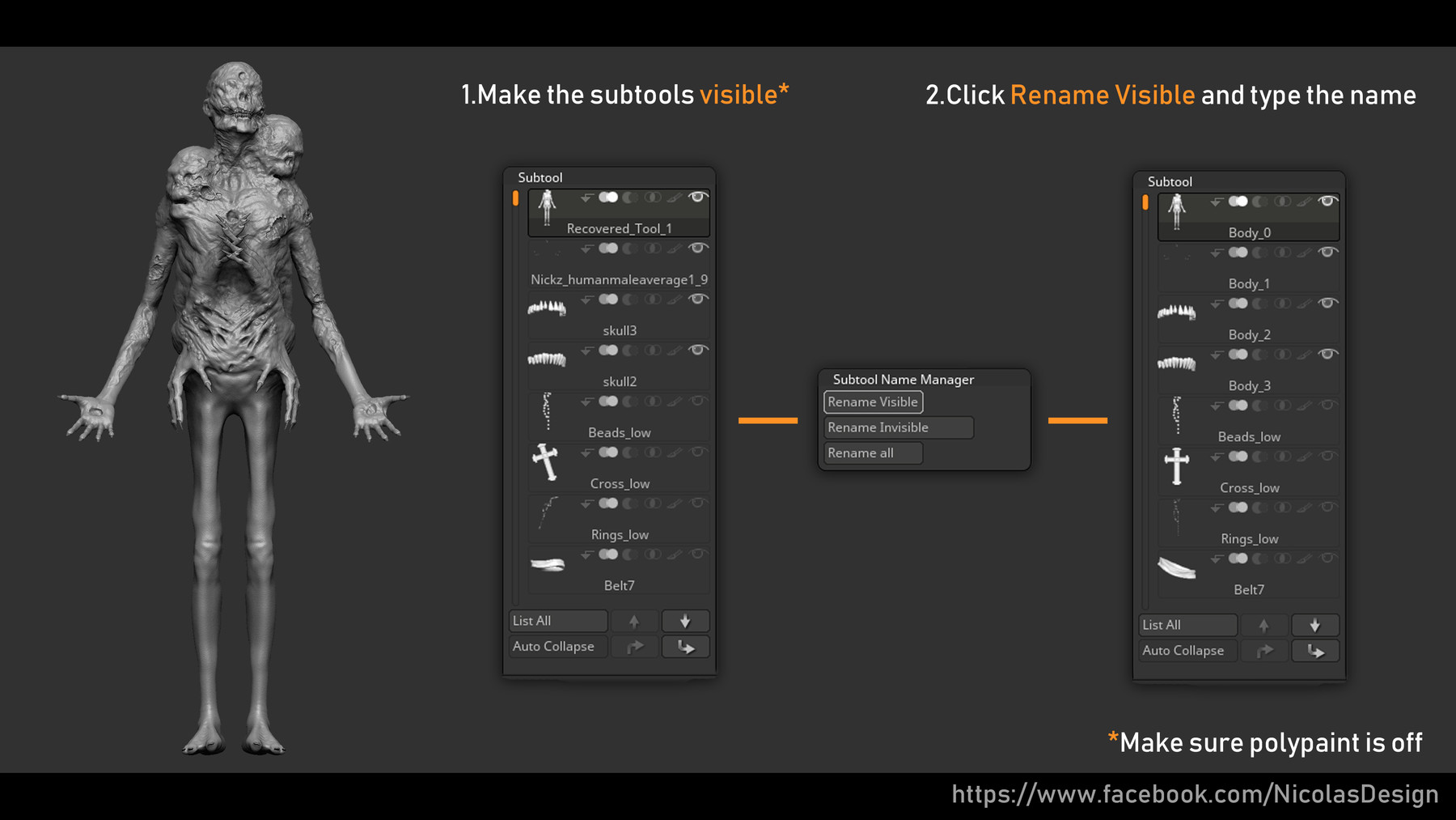 how to import subtool zbrush to other file