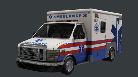Vehicle Ambulance Rescue Truck Game Ready 01