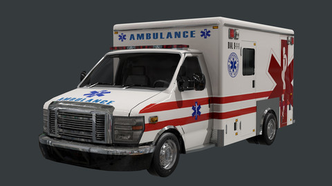 Vehicle Ambulance Rescue Truck Game Ready 02