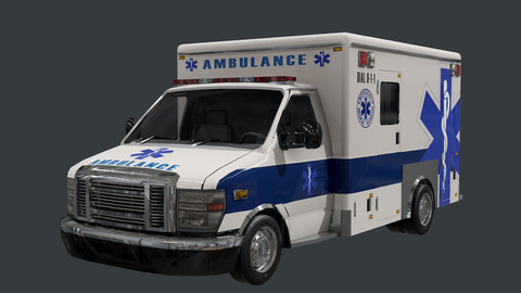 Vehicle Ambulance Rescue Truck Game Ready 04