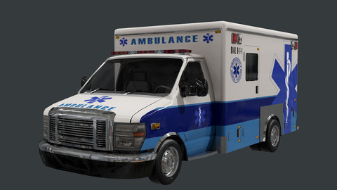 Vehicle Ambulance Rescue Truck Game Ready 05