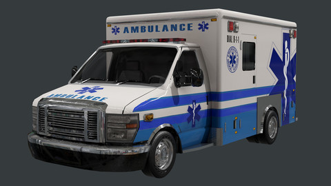 Vehicle Ambulance Rescue Truck Game Ready 06