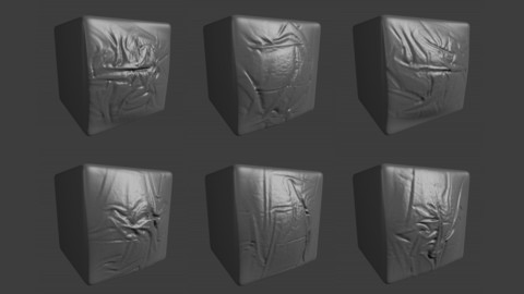 ZBRUSH 6 Realistic Cloth Creases Displacement Alpha Maps / Volume Set 3