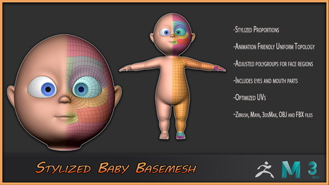 Stylized Baby Basemesh for Production