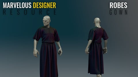 Robes - Basic  Gown - Marvelous Designer Resource