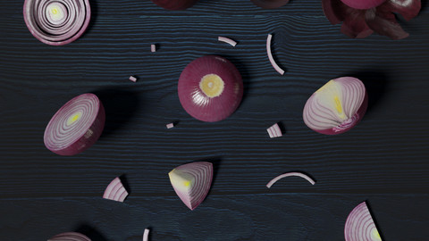 Low Poly red onion scene